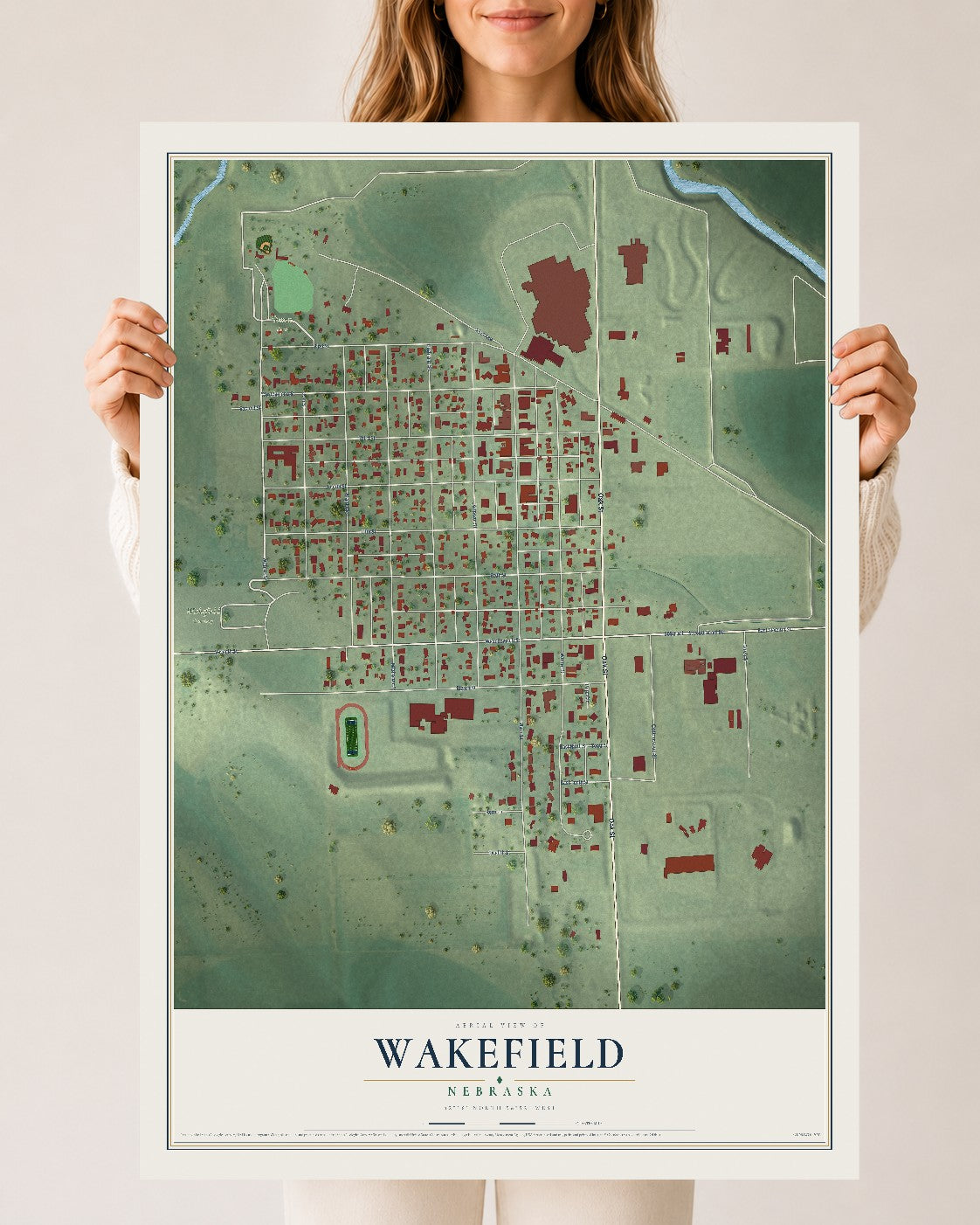 Map of Wakefield, Nebraska, 24 x 36 inch unframed archival matte print
