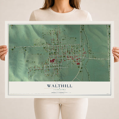 Map of Walthill, Nebraska, 18 x 24 inch unframed archival matte print