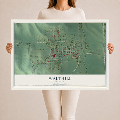 Map of Walthill, Nebraska, 24 x 36 inch unframed archival matte print