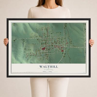 Map of Walthill, Nebraska, 24 x 36 inch print in a black wood frame