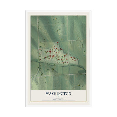 Map of Washington, Nebraska, 12 x 18 inch print in a white wood frame
