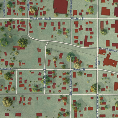 Close-up of the map of Wauneta, Nebraska print showing street and building detail