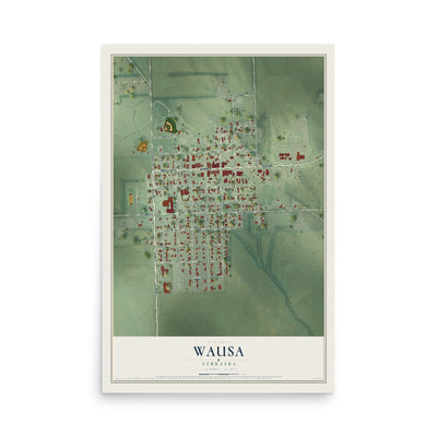 Map of Wausa, Nebraska, 12 x 18 inch unframed archival matte print