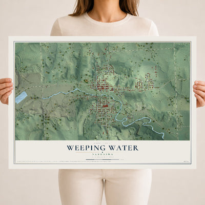 Map of Weeping Water, Nebraska, 18 x 24 inch unframed archival matte print