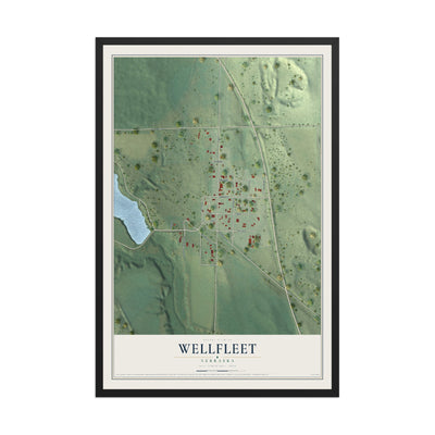 Map of Wellfleet, Nebraska, 12 x 18 inch print in a black wood frame