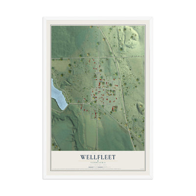 Map of Wellfleet, Nebraska, 12 x 18 inch print in a white wood frame