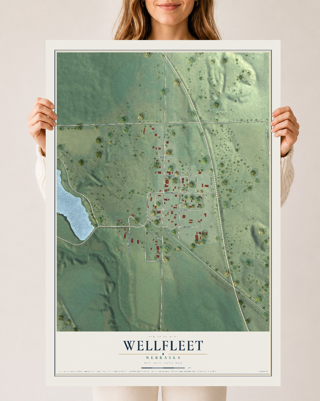 Map of Wellfleet, Nebraska, 24 x 36 inch unframed archival matte print