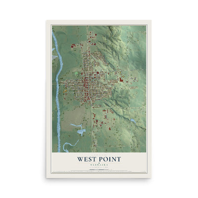 Map of West Point, Nebraska, 12 x 18 inch unframed archival matte print