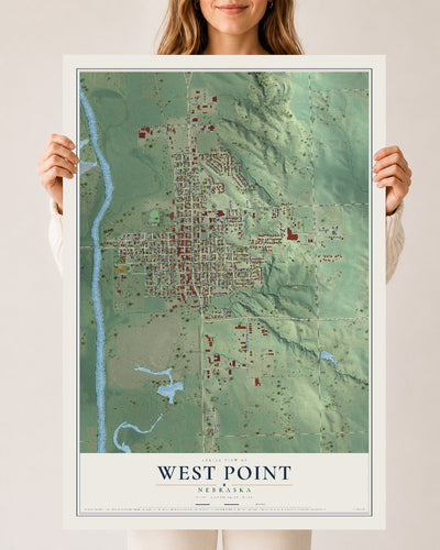 Map of West Point, Nebraska, 24 x 36 inch unframed archival matte print
