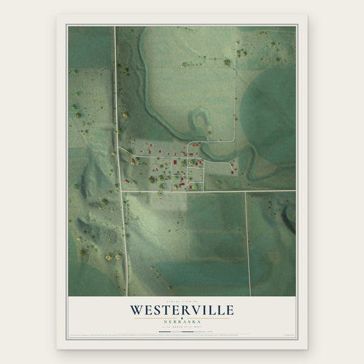 Westerville, Nebraska map print, the full design