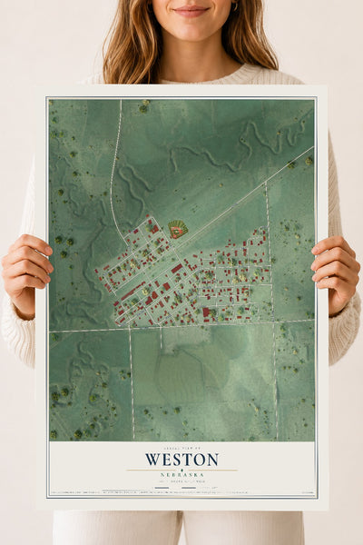 Map of Weston, Nebraska, 18 x 24 inch unframed archival matte print