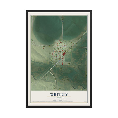 Map of Whitney, Nebraska, 12 x 18 inch print in a black wood frame