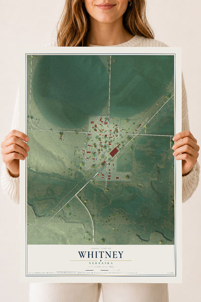 Map of Whitney, Nebraska, 18 x 24 inch unframed archival matte print