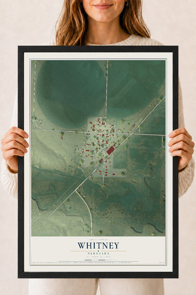 Map of Whitney, Nebraska, 18 x 24 inch print in a black wood frame