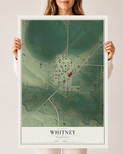 Map of Whitney, Nebraska, 24 x 36 inch unframed archival matte print