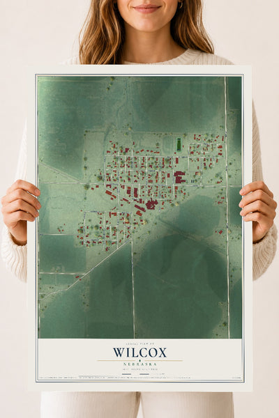 Map of Wilcox, Nebraska, 18 x 24 inch unframed archival matte print