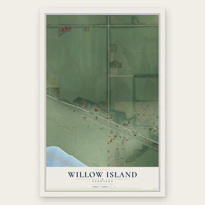 Willow Island, Nebraska map print, the full design