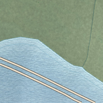 Close-up of the map of Willow Island, Nebraska print showing street and building detail