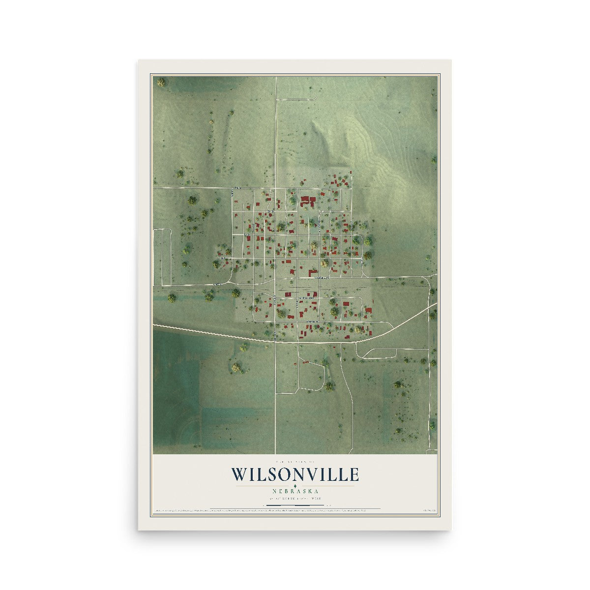 Map of Wilsonville, Nebraska, 12 x 18 inch unframed archival matte print