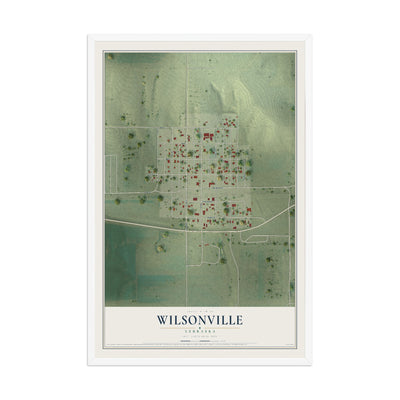 Map of Wilsonville, Nebraska, 12 x 18 inch print in a white wood frame