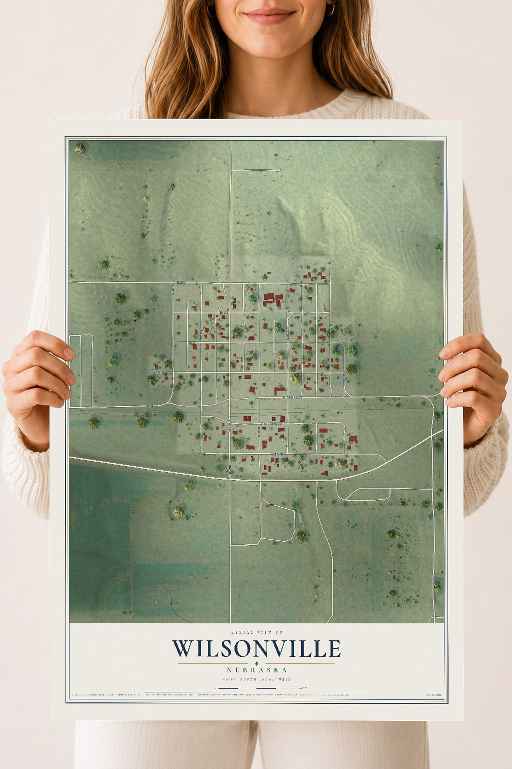 Map of Wilsonville, Nebraska, 18 x 24 inch unframed archival matte print
