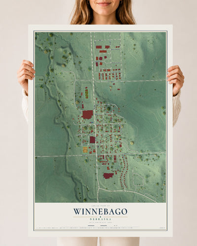 Map of Winnebago, Nebraska, 24 x 36 inch unframed archival matte print