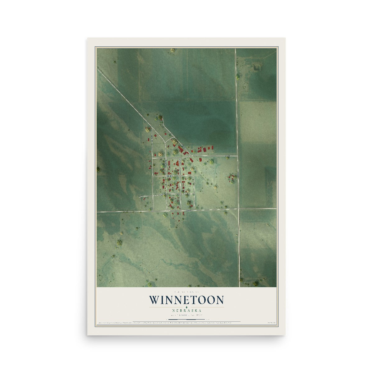 Map of Winnetoon, Nebraska, 12 x 18 inch unframed archival matte print