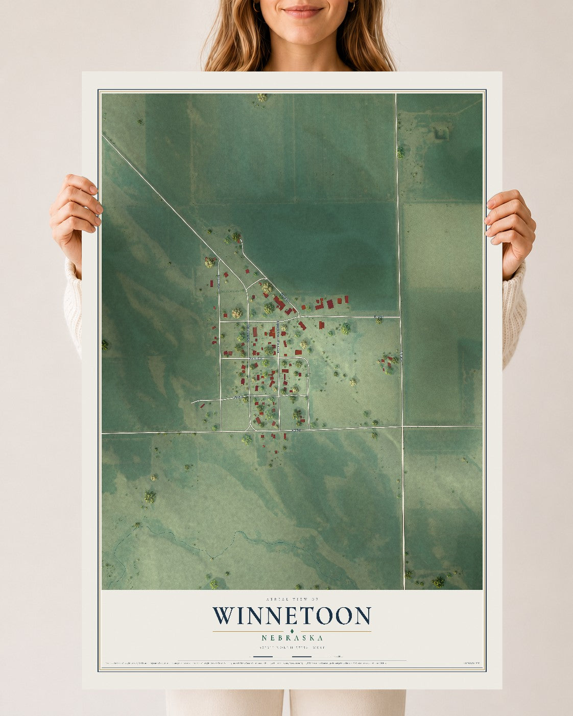 Map of Winnetoon, Nebraska, 24 x 36 inch unframed archival matte print