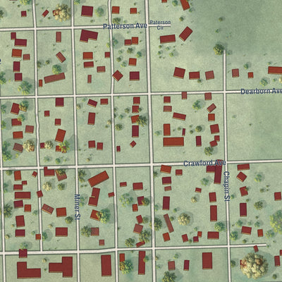 Close-up of the map of Winside, Nebraska print showing street and building detail