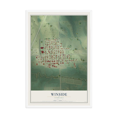 Map of Winside, Nebraska, 12 x 18 inch print in a white wood frame