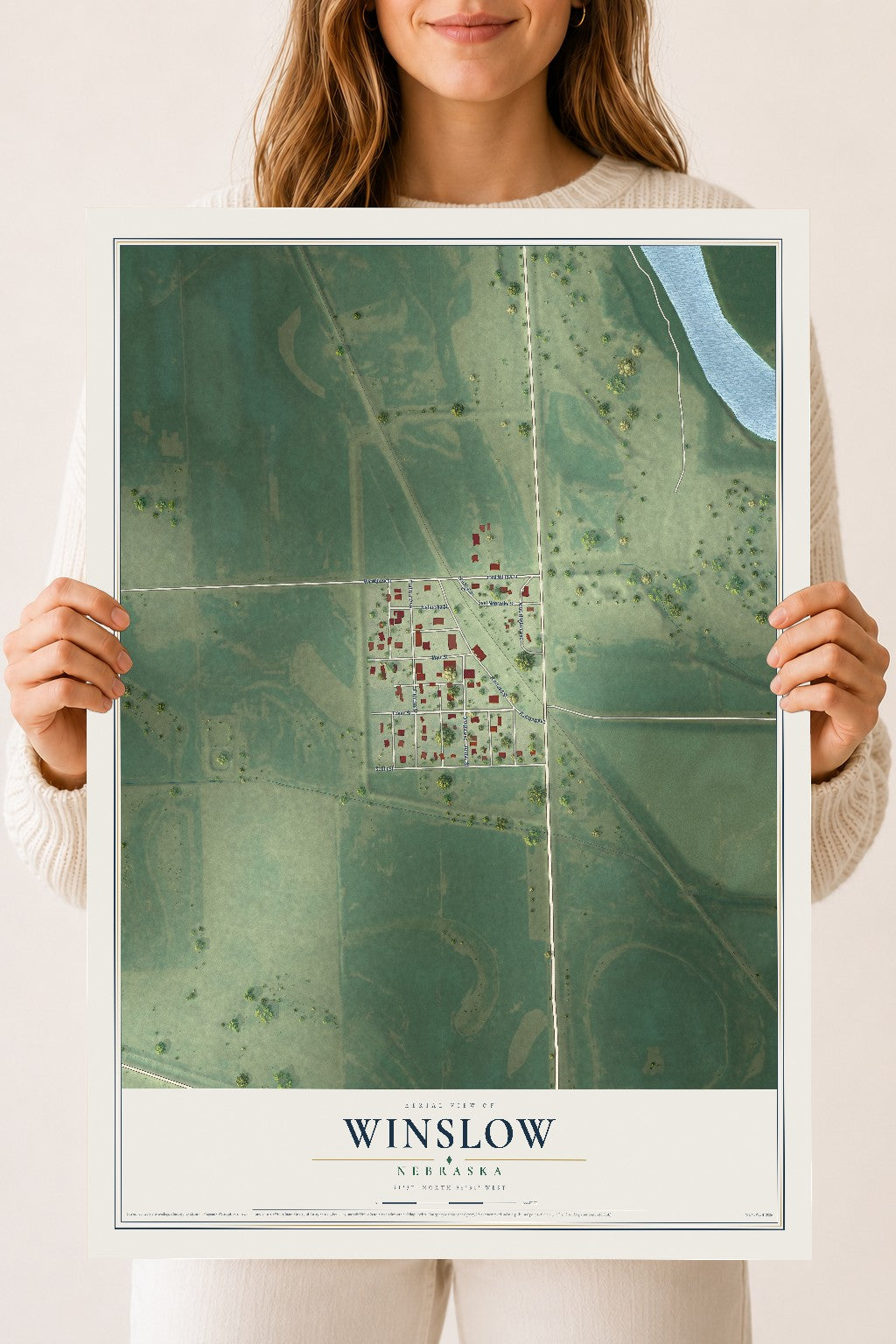 Map of Winslow, Nebraska, 18 x 24 inch unframed archival matte print