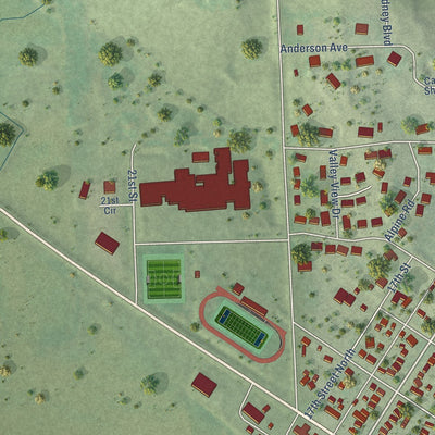 Second close-up of the map of Wisner, Nebraska print showing more streets and buildings