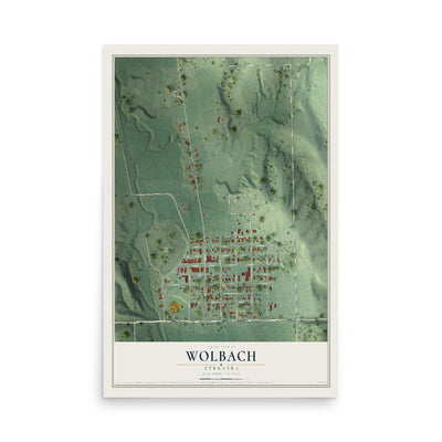 Map of Wolbach, Nebraska, 12 x 18 inch unframed archival matte print