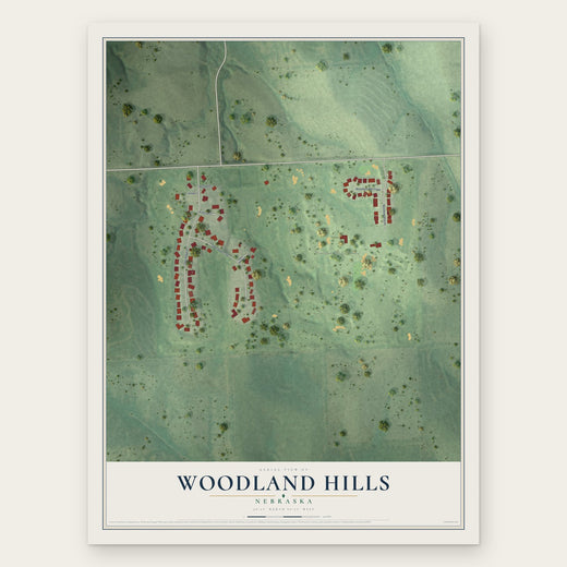 Woodland Hills, Nebraska map print, the full design