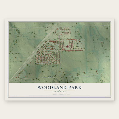 Woodland Park, Nebraska map print, the full design
