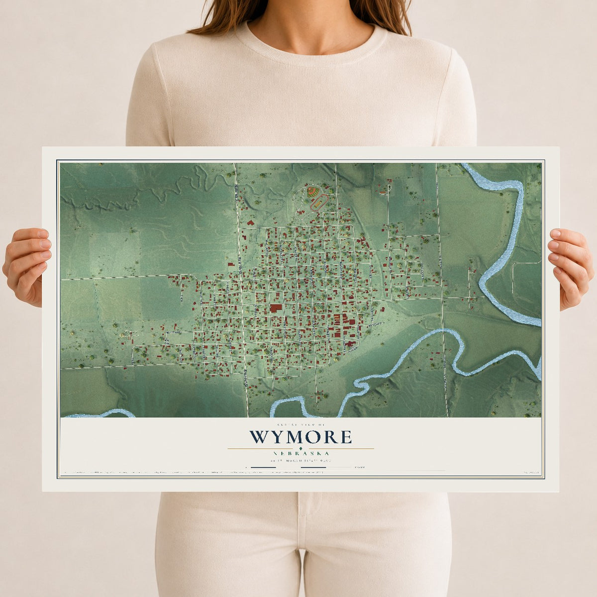 Map of Wymore, Nebraska, 12 x 18 inch unframed archival matte print