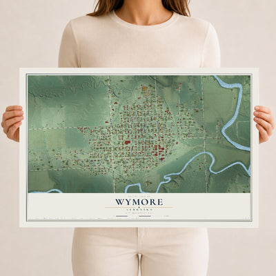 Map of Wymore, Nebraska, 12 x 18 inch unframed archival matte print