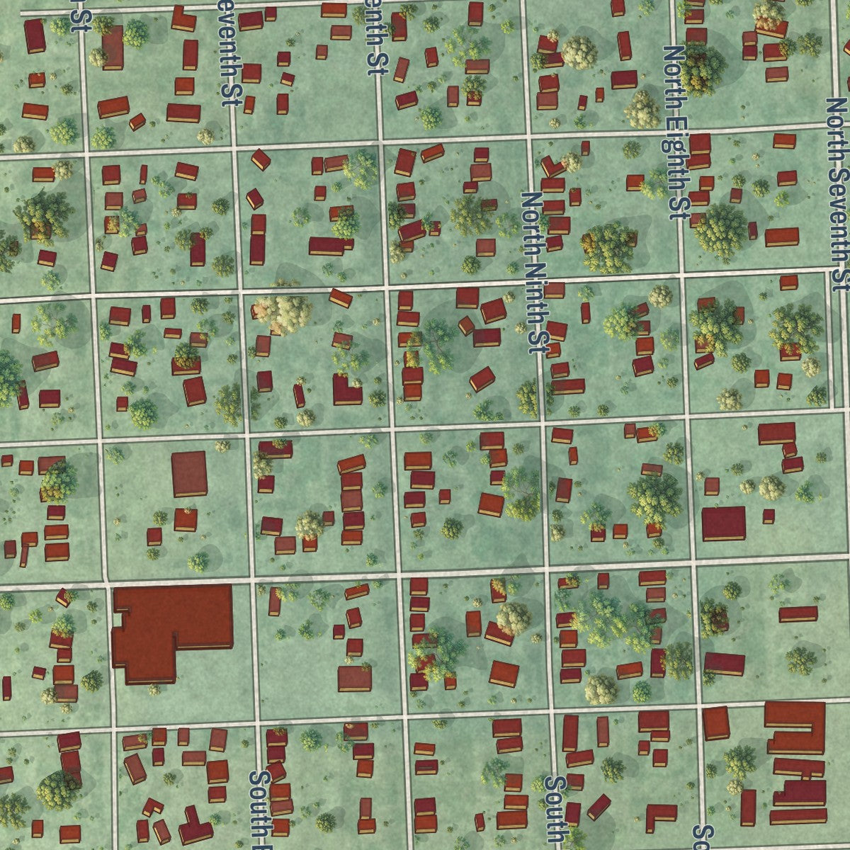 Close-up of the map of Wymore, Nebraska print showing street and building detail