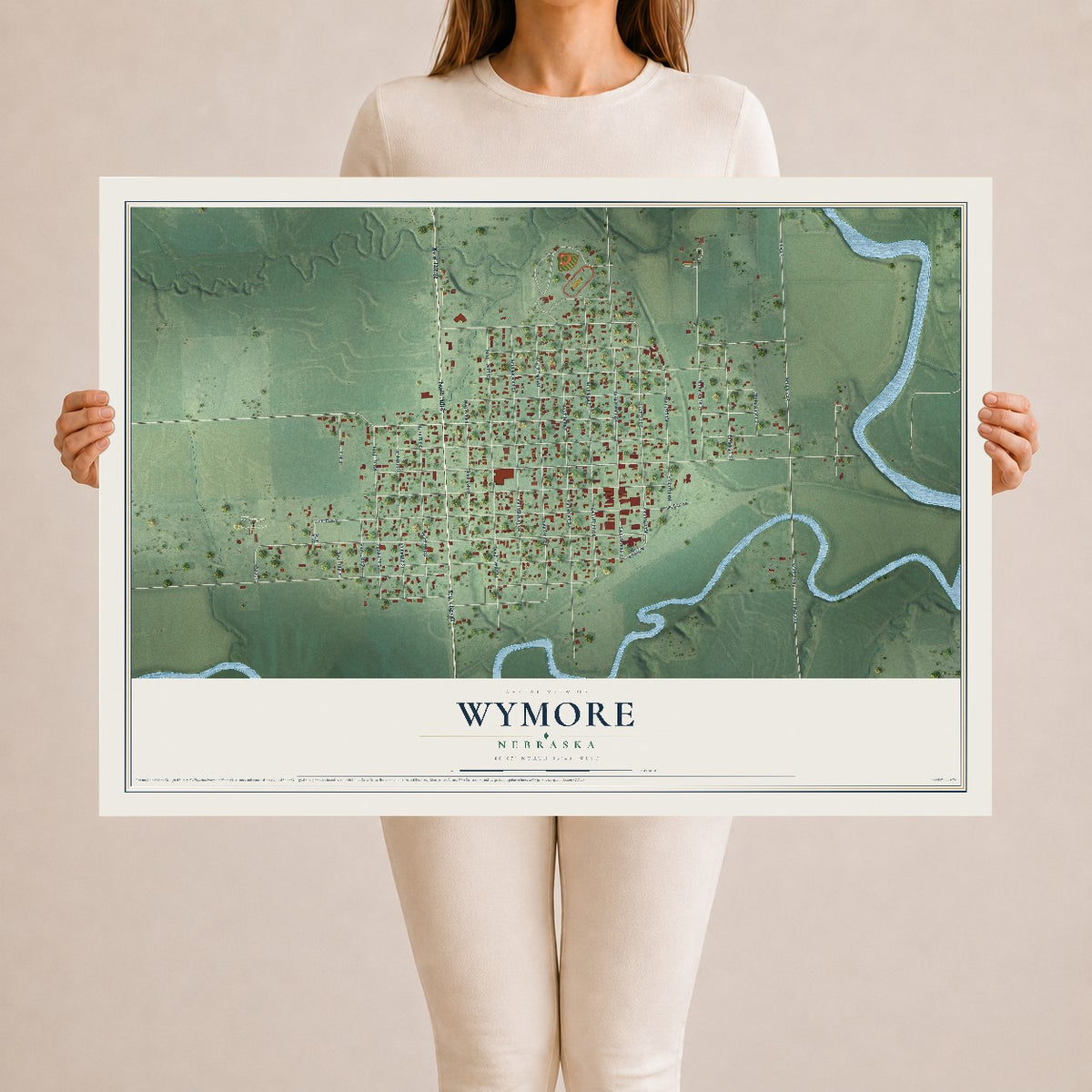 Map of Wymore, Nebraska, 24 x 36 inch unframed archival matte print