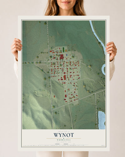 Map of Wynot, Nebraska, 24 x 36 inch unframed archival matte print