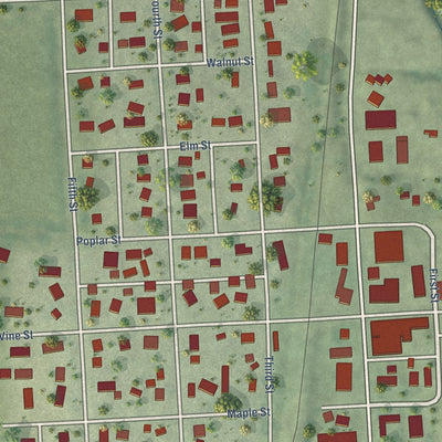 Close-up of the map of Yutan, Nebraska print showing street and building detail