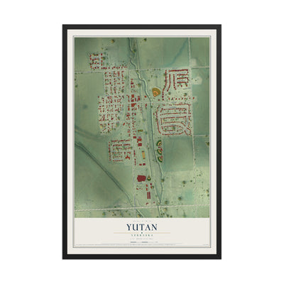 Map of Yutan, Nebraska, 12 x 18 inch print in a black wood frame