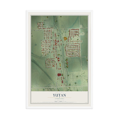 Map of Yutan, Nebraska, 12 x 18 inch print in a white wood frame
