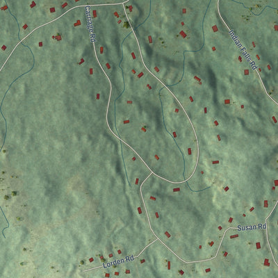 Close-up of the map of Klondike Corner, New Hampshire print showing street and building detail