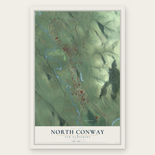 North Conway, New Hampshire map print, the full design