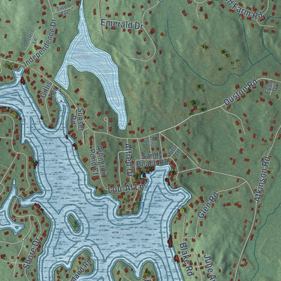Close-up of the map of North Salem, New Hampshire print showing street and building detail