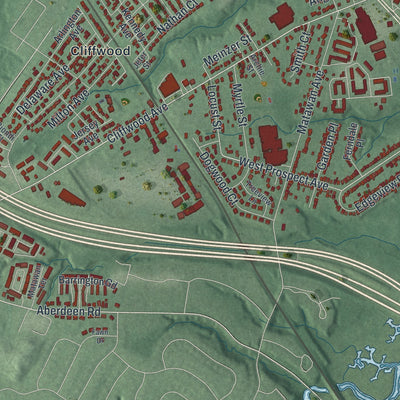 Close-up 2 of the Aberdeen, New Jersey map artwork