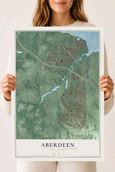 Aberdeen, New Jersey map print, 18" x 24" Archival Matte Print mockup