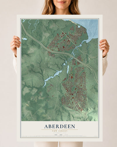 Aberdeen, New Jersey map print, 24" x 36" Archival Matte Print mockup