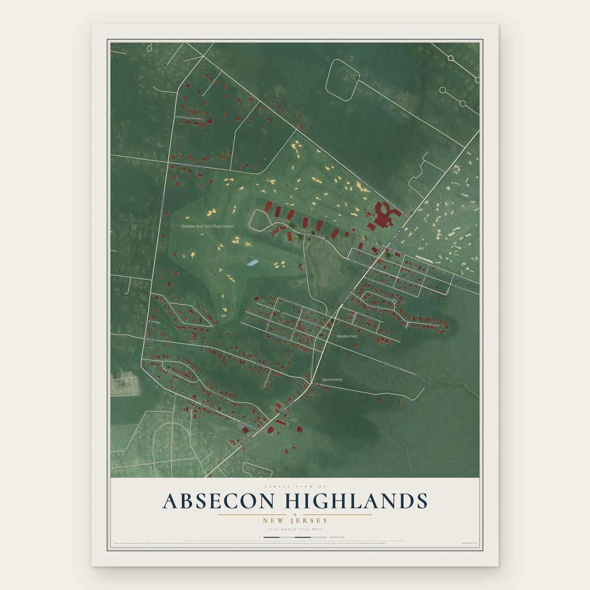 Absecon Highlands, New Jersey map print, the full design